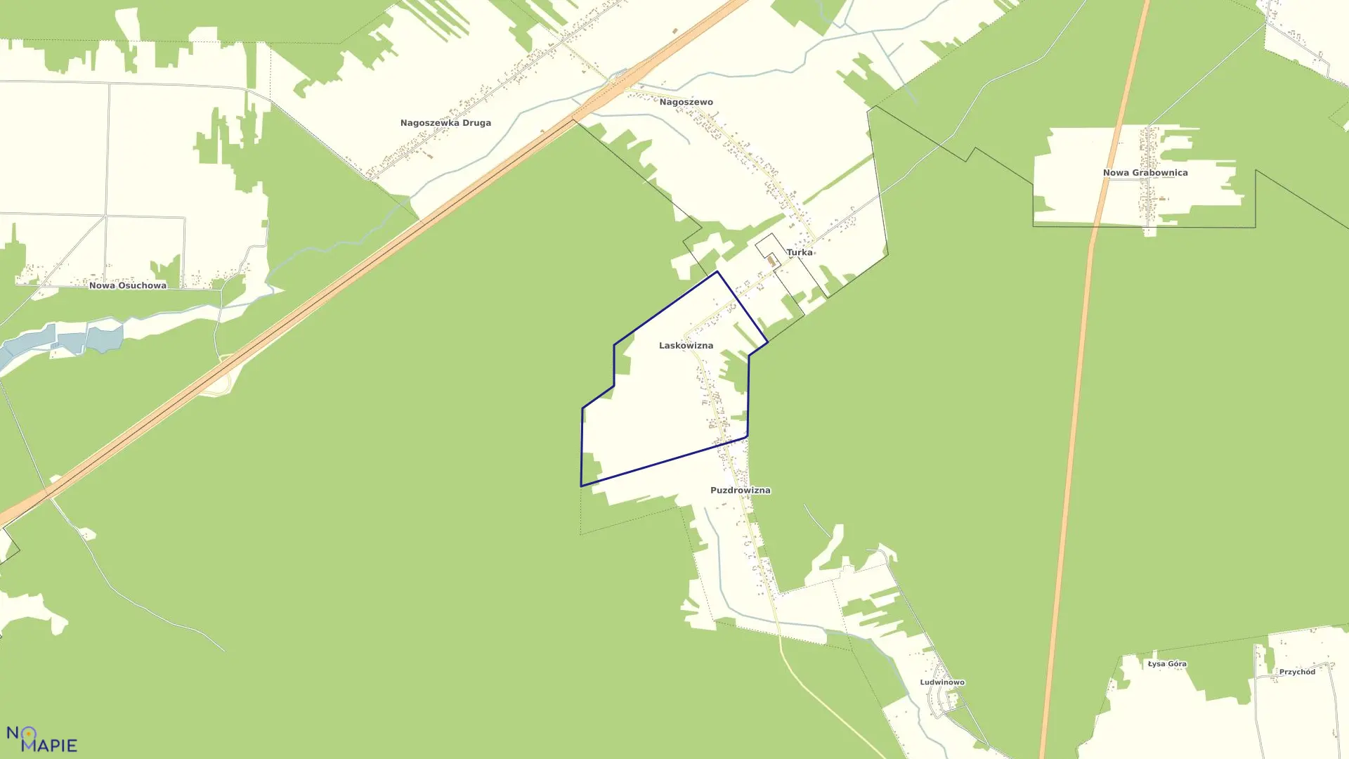 Mapa obrębu Laskowizna w gminie Brok