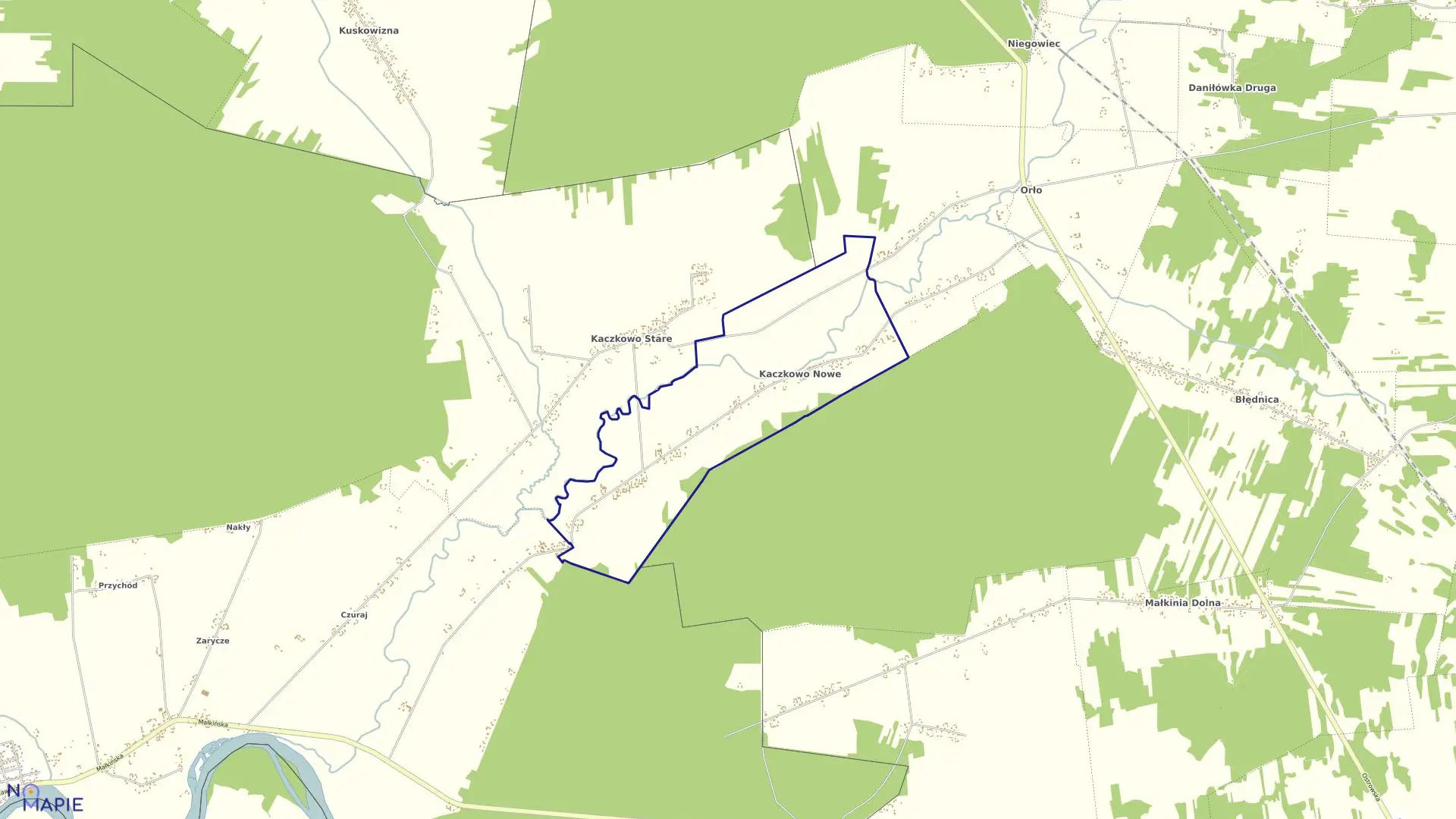 Mapa obrębu Nowe Kaczkowo w gminie Brok