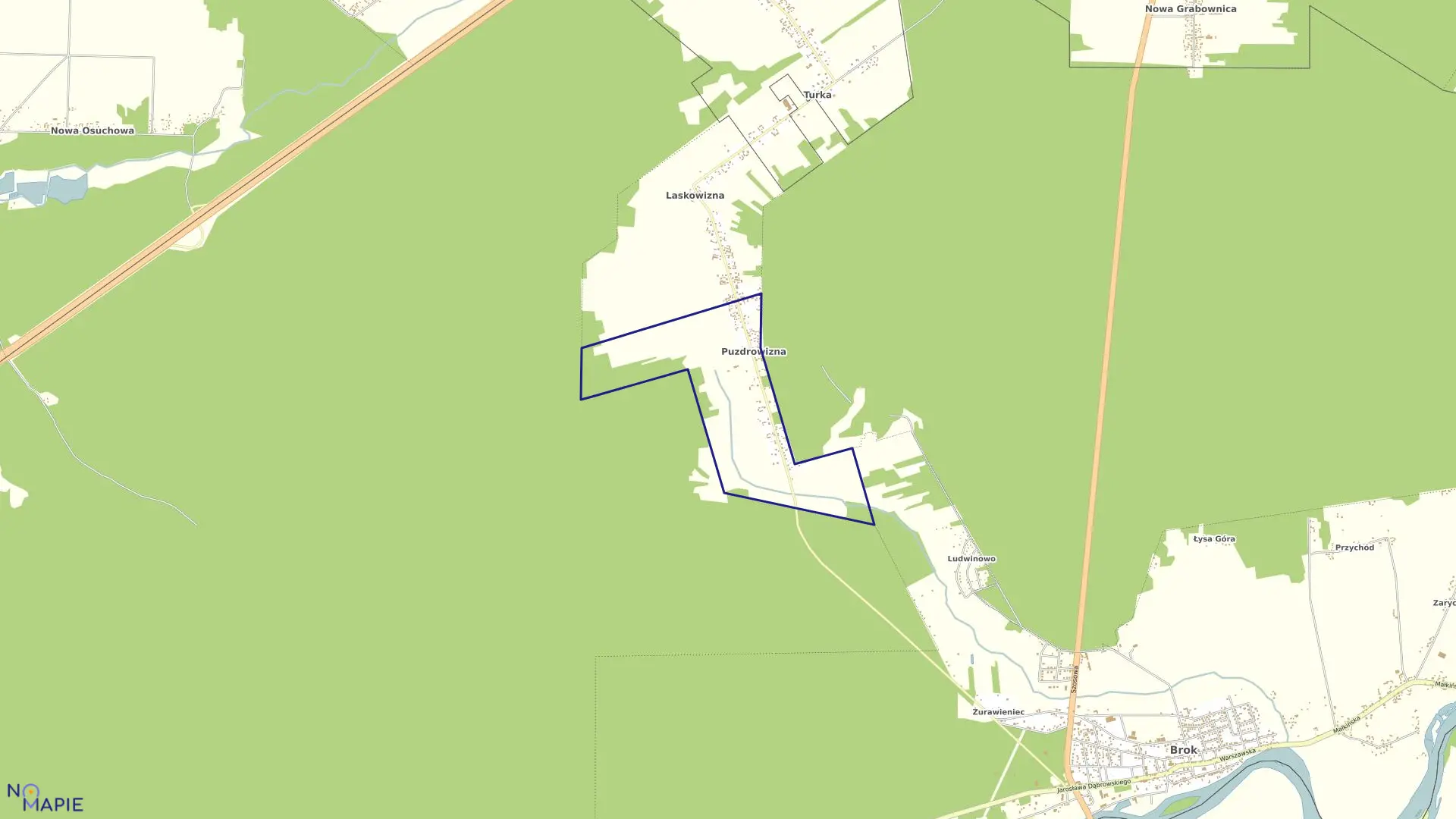 Mapa obrębu Puzdrowizna w gminie Brok